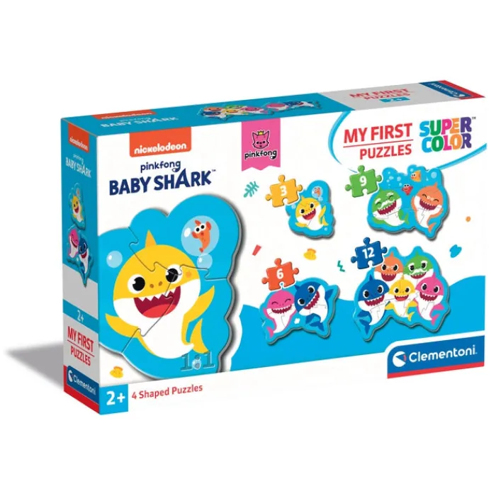 Baby Shark - 1x3 + 1x6 + 1x9 + 1x12 pezzi^Clementoni New