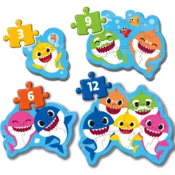 Baby Shark - 1x3 + 1x6 + 1x9 + 1x12 pezzi^Clementoni New