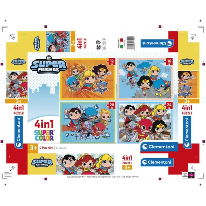 Dc Superfriends - 1x12 + 1x16 + 1x20 + 1x24 pezzi^Clementoni Online
