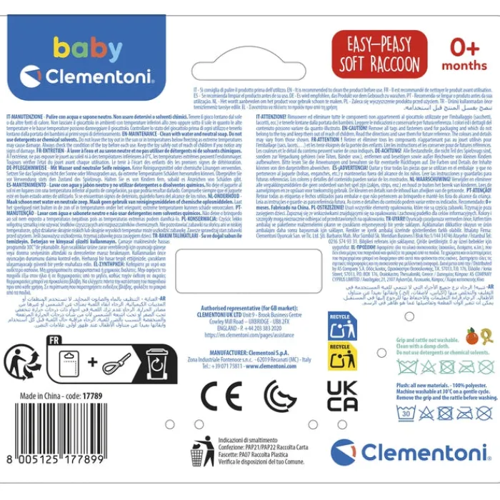 Easy-Peasy Soft Racoon^Clementoni New