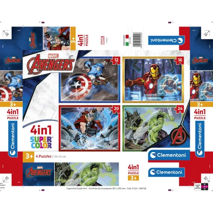 Marvel Avengers - 1x12 + 1x16 + 1x20 + 1x24 pezzi^Clementoni Best
