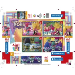 Trolls 3 - 1x12 + 1x16 + 1x20 + 1x24 pezzi^Clementoni New